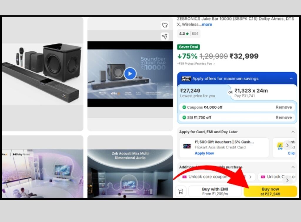 ZEBRONICS 7.2.4 Dolby Atmos soundbar deal on flipkart freedom sale 2026