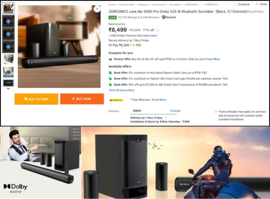 ZEBRONICS Dolby Soundbar