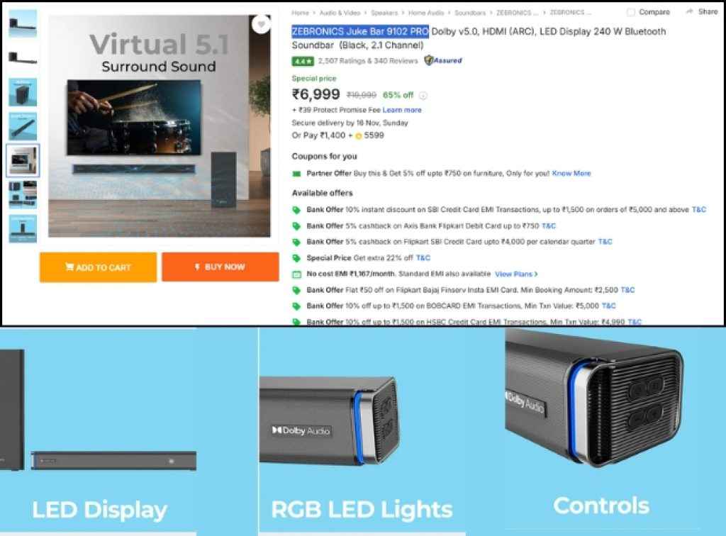 ZEBRONICS Dolby Soundbar