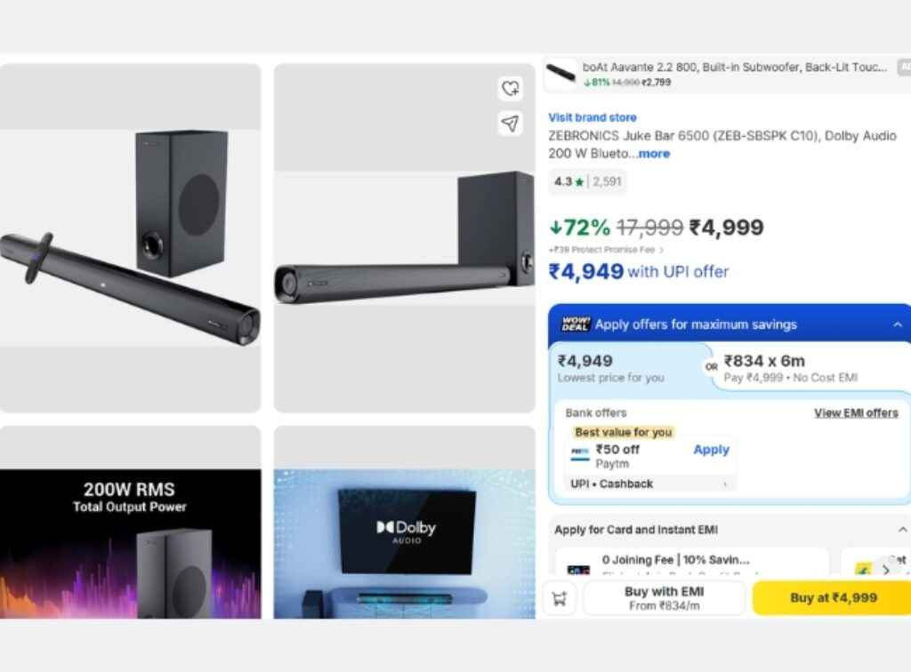ZEBRONICS Dolby Soundbar deal