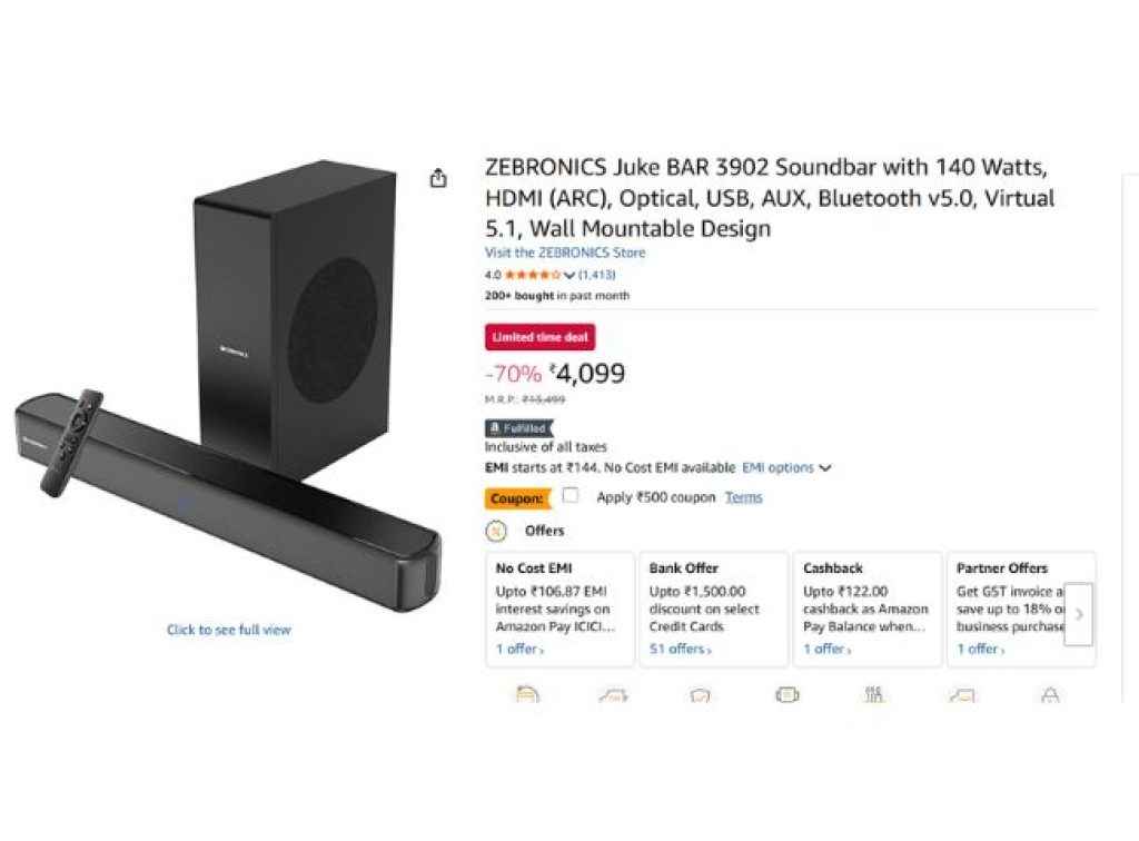 ZEBRONICS Juke BAR 3902