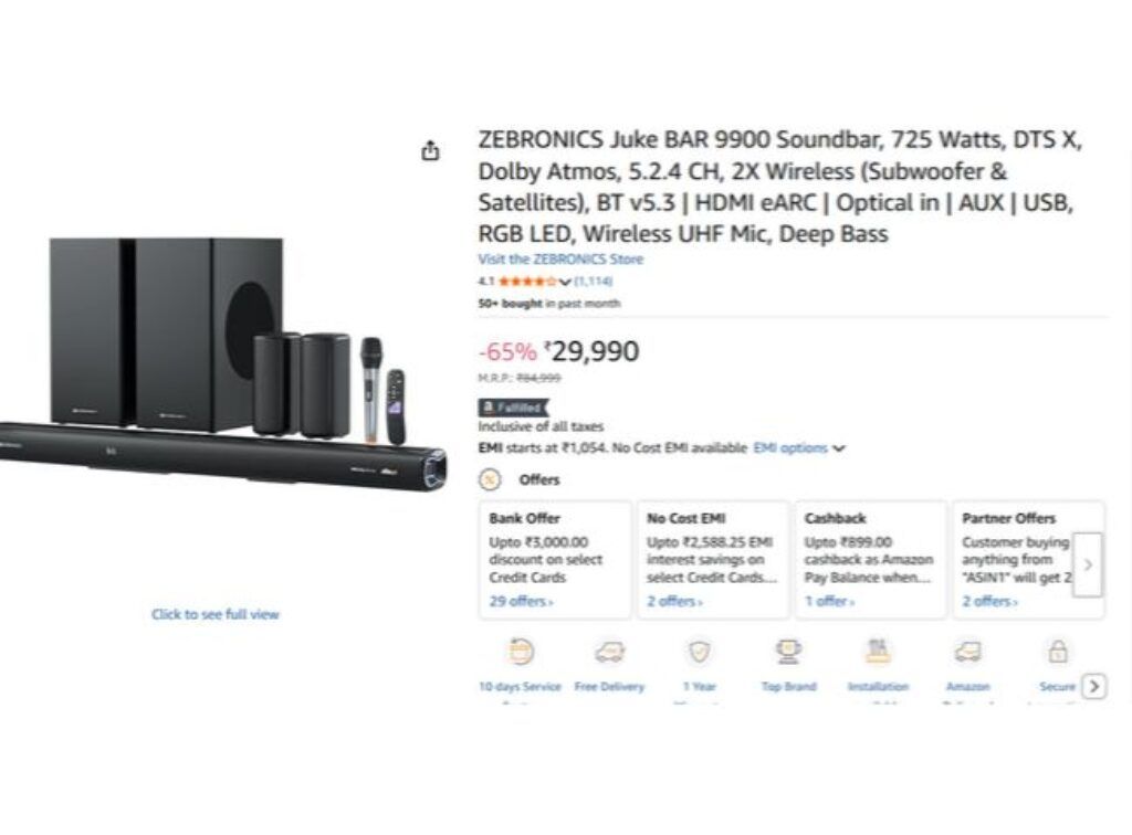 ZEBRONICS Juke BAR 9900 Soundbar, (1)