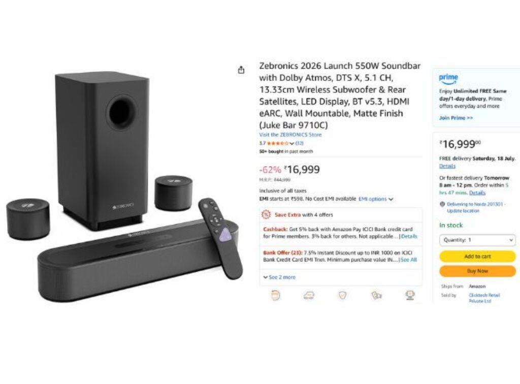 Zebronics 2026 Launch 550W Soundbar
