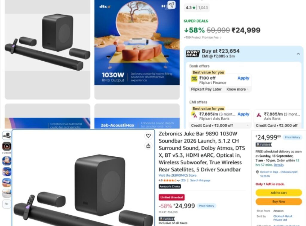 Zebronics 5.1.2 Dolby Atmos Soundbar offer