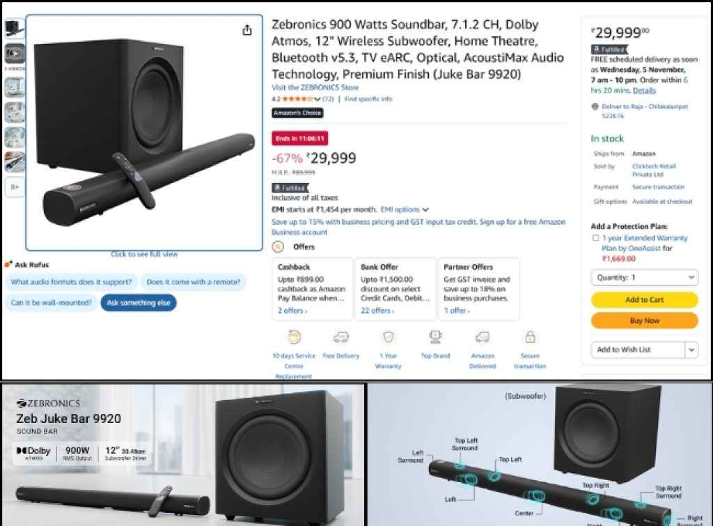 Zebronics 7.1.2 Dolby Atmos Soundbar