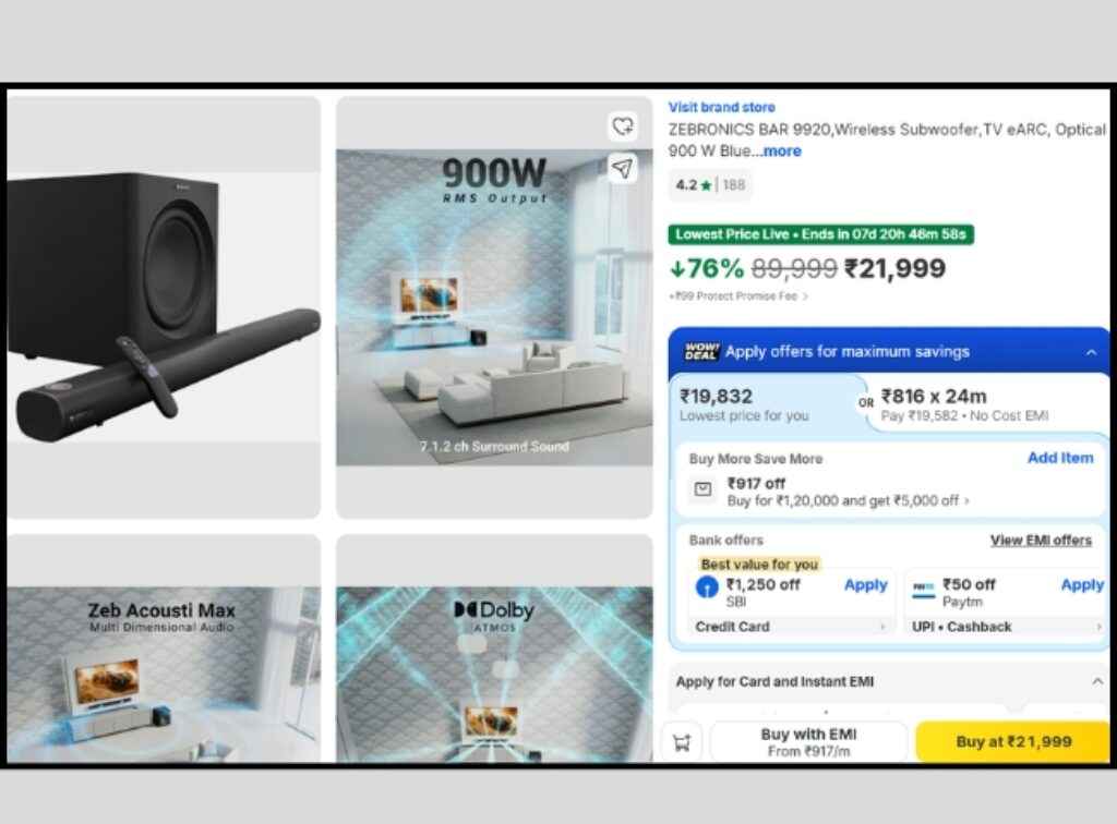 Zebronics 7.1.2 Dolby Atmos soundbar