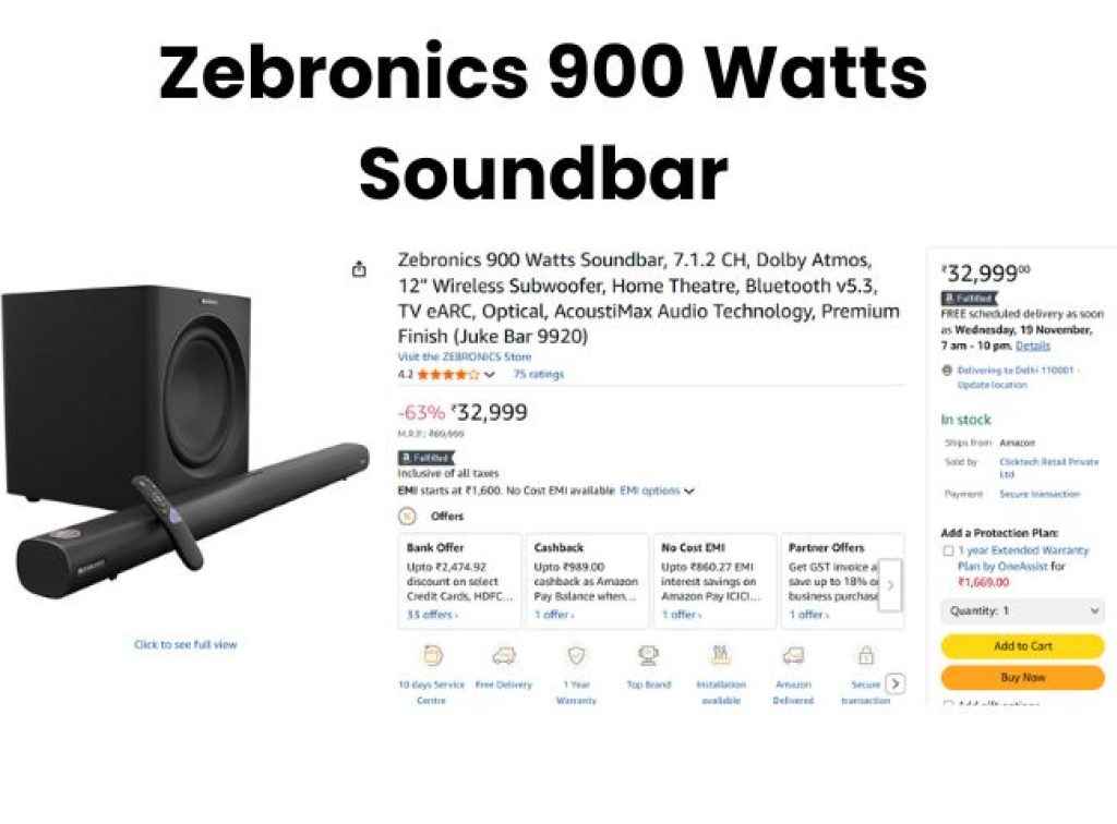 Zebronics 900 Watts Soundbar