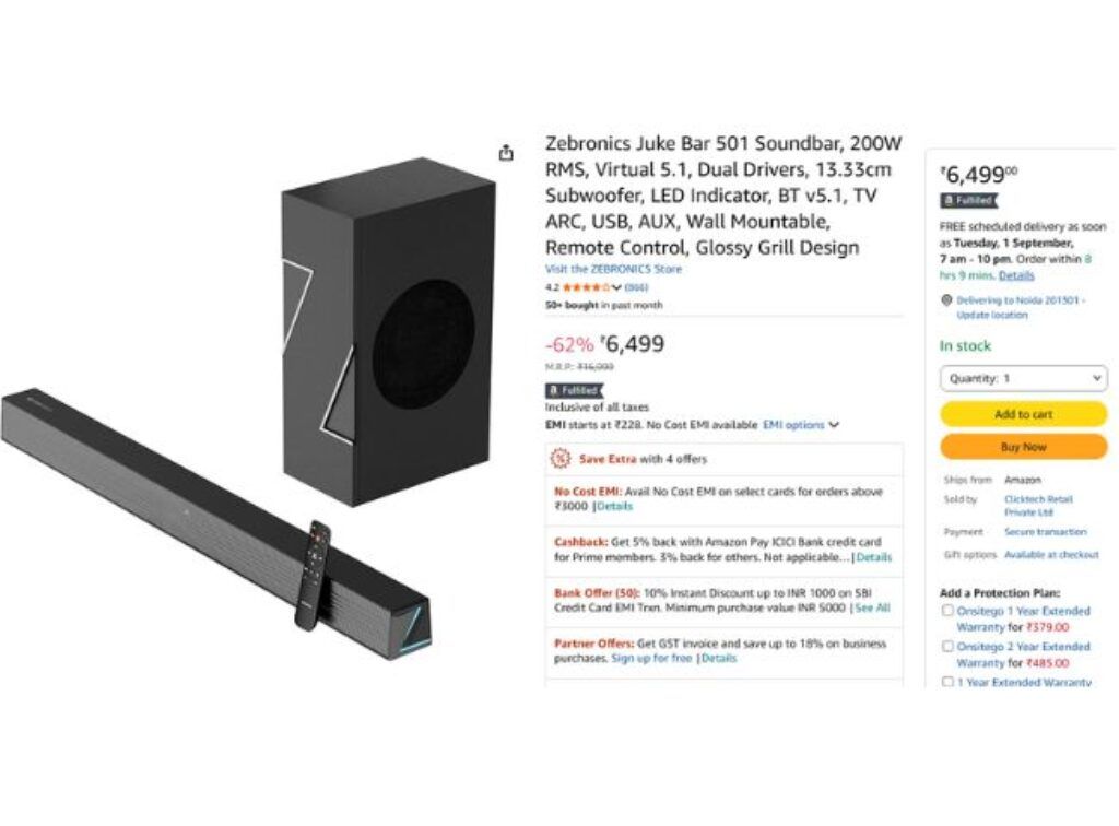 Zebronics Juke Bar 501 Soundbar,