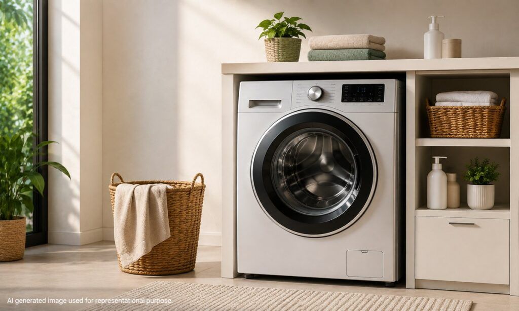 a clean modern laundry room interior