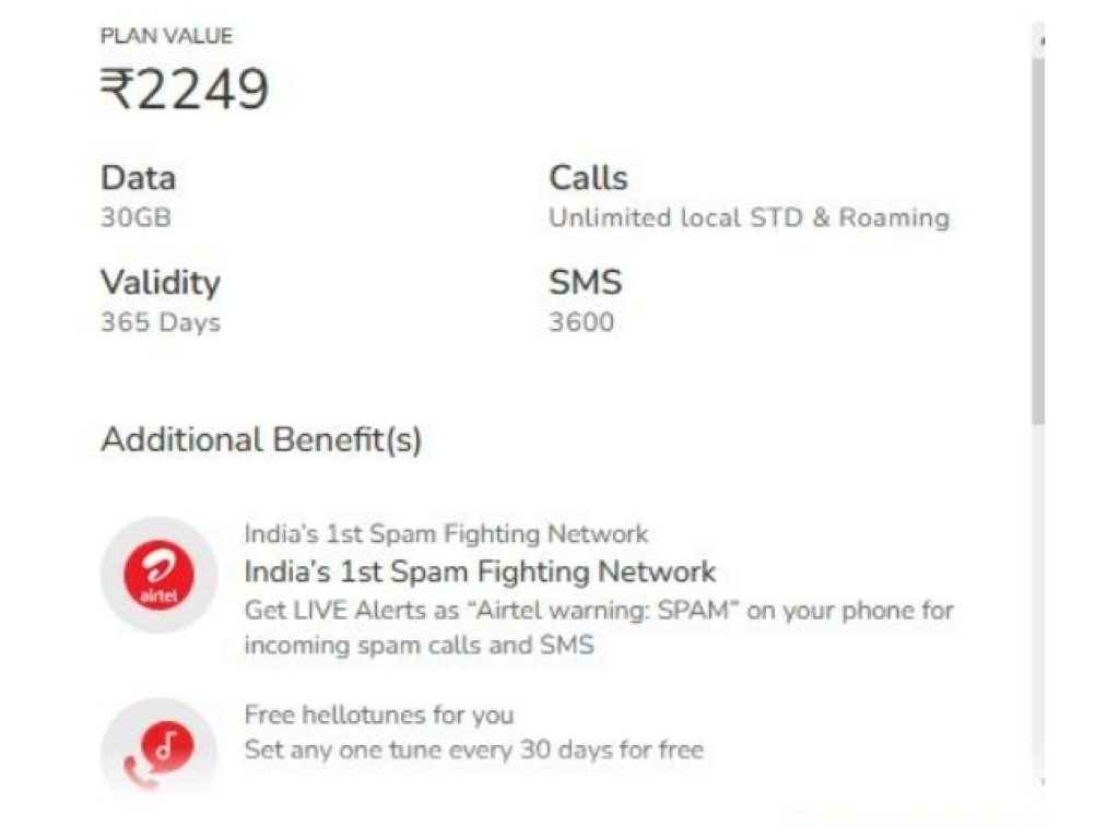 airtel 1 year plan