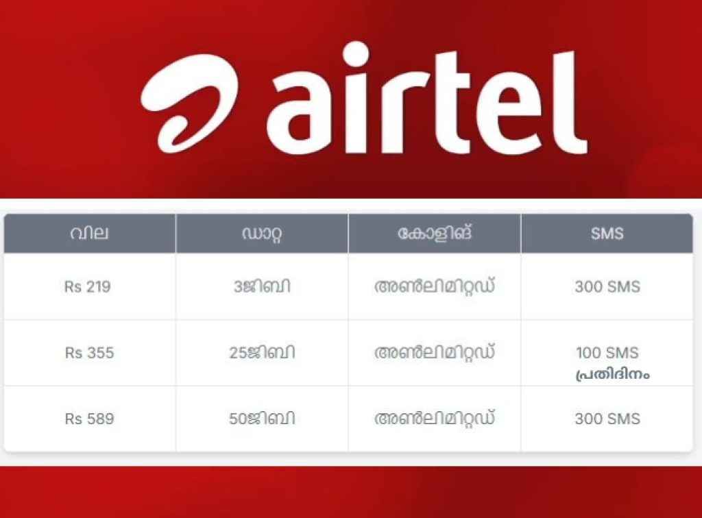 airtel plans with 30 days validity