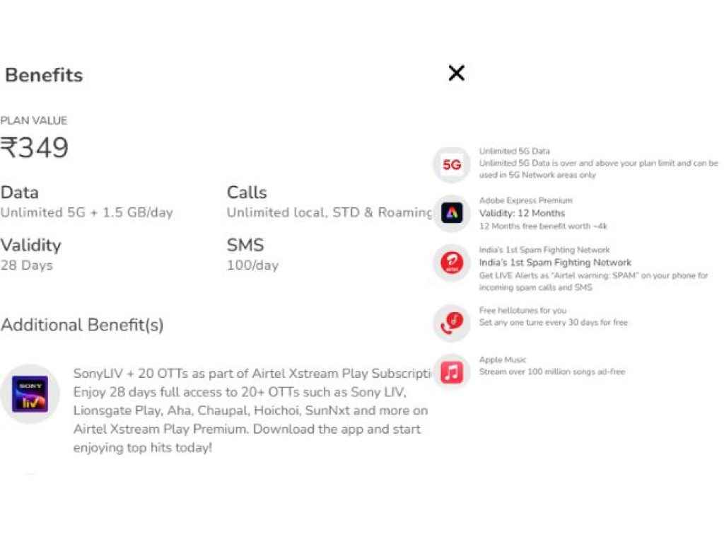 airtel rs 349