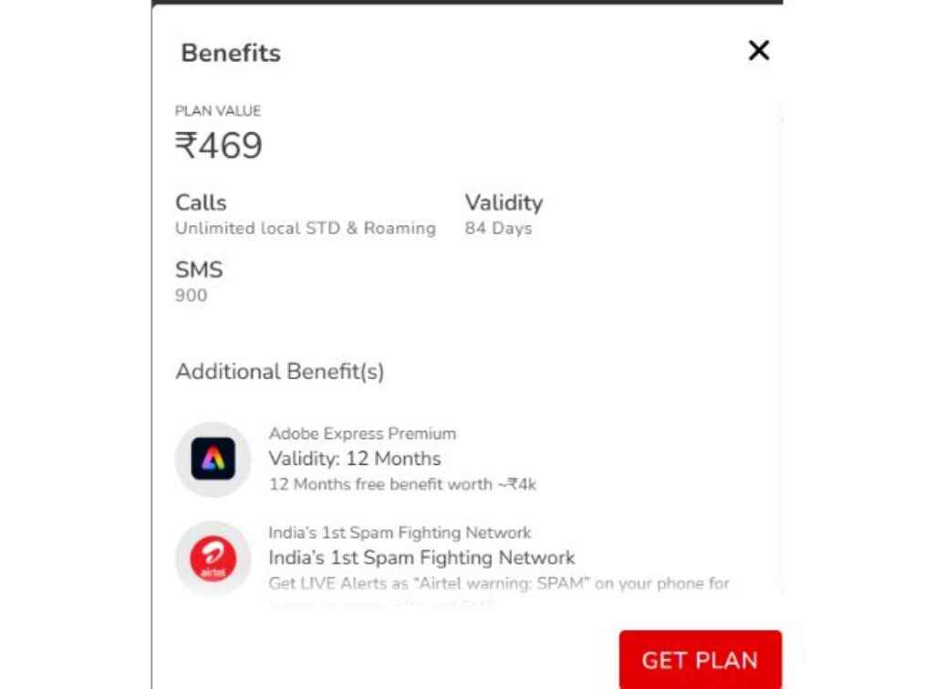 airtel rs 469