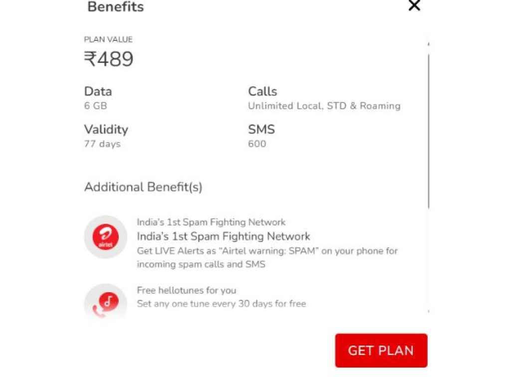 airtel rs 489 plan