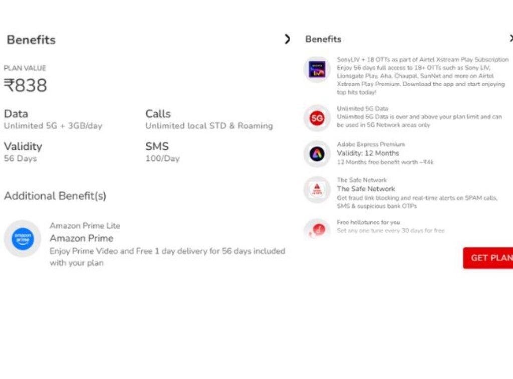 airtel rs 838