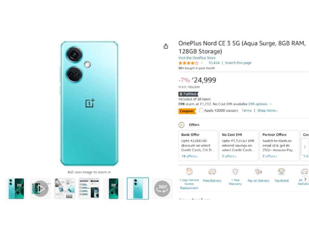 amazon best deal on OnePlus Nord CE 3 5G
