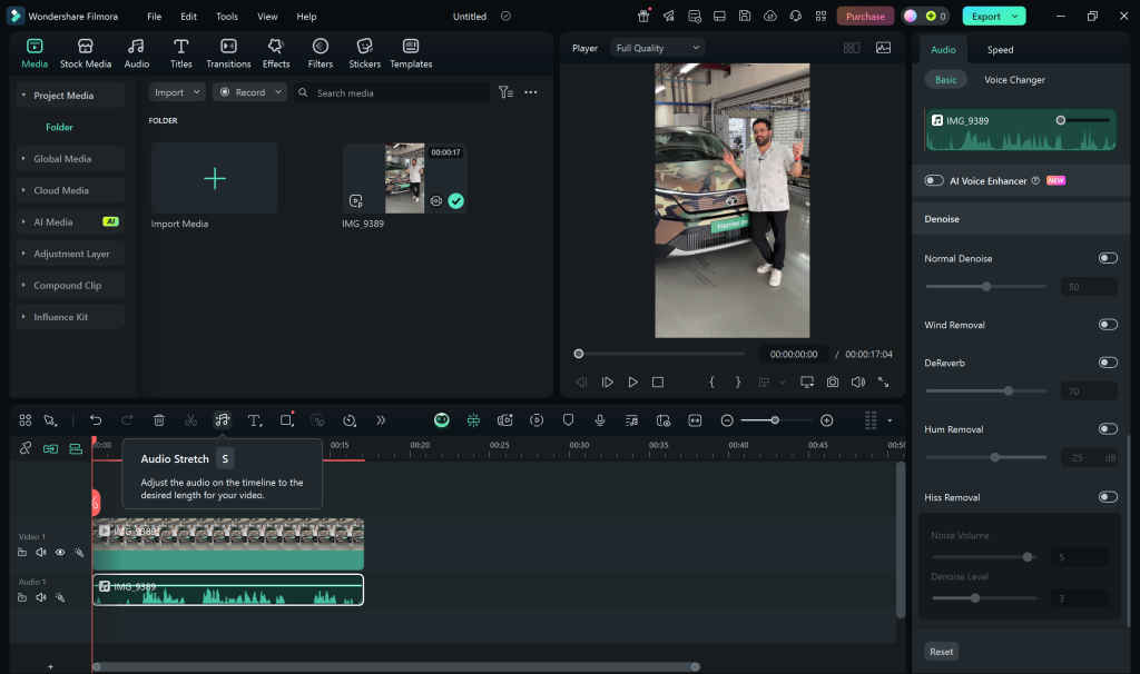 How to use ai tools in filmora - AI Audio Stretch