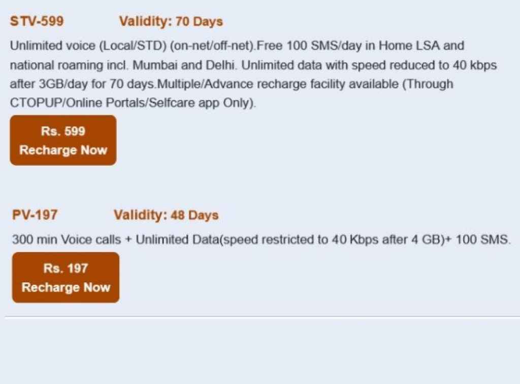 BSNL Validity Change