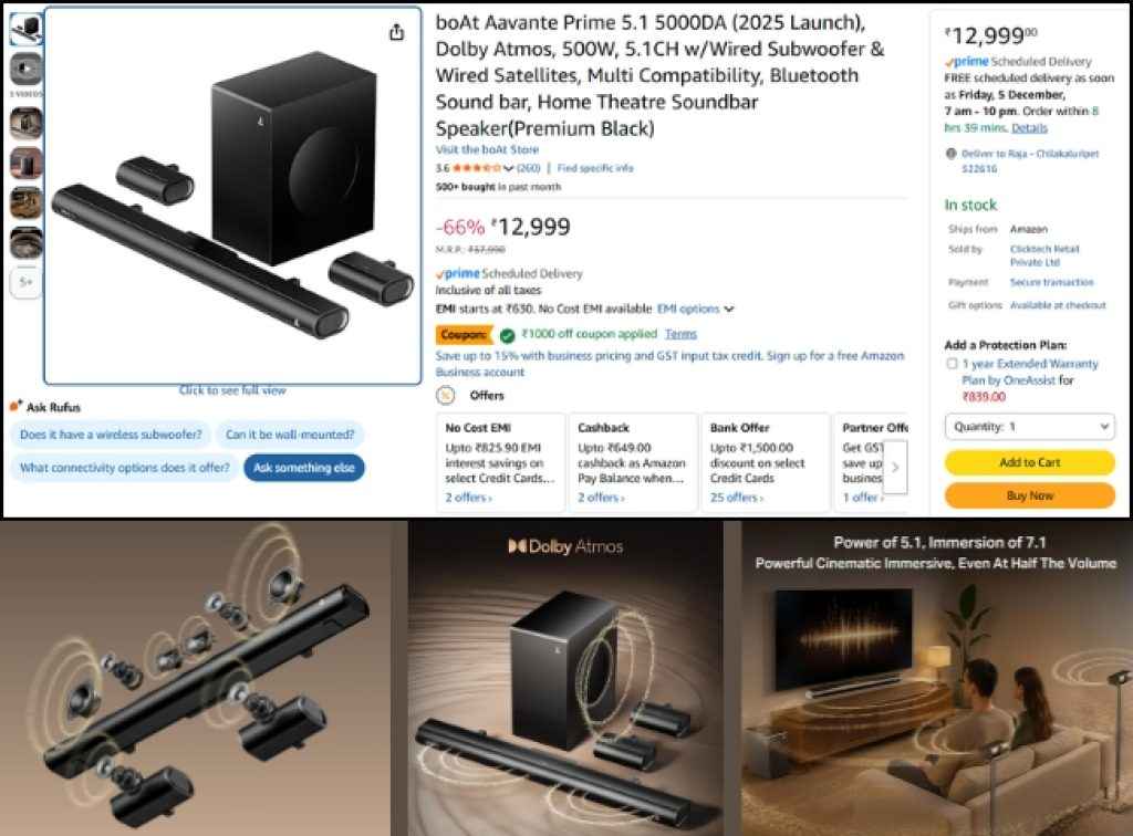 boAt Dolby Atmos Soundbar deal on amazon