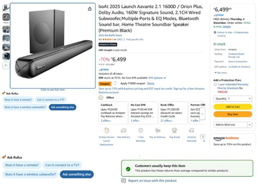boAt Dolby Audio Soundbar deal