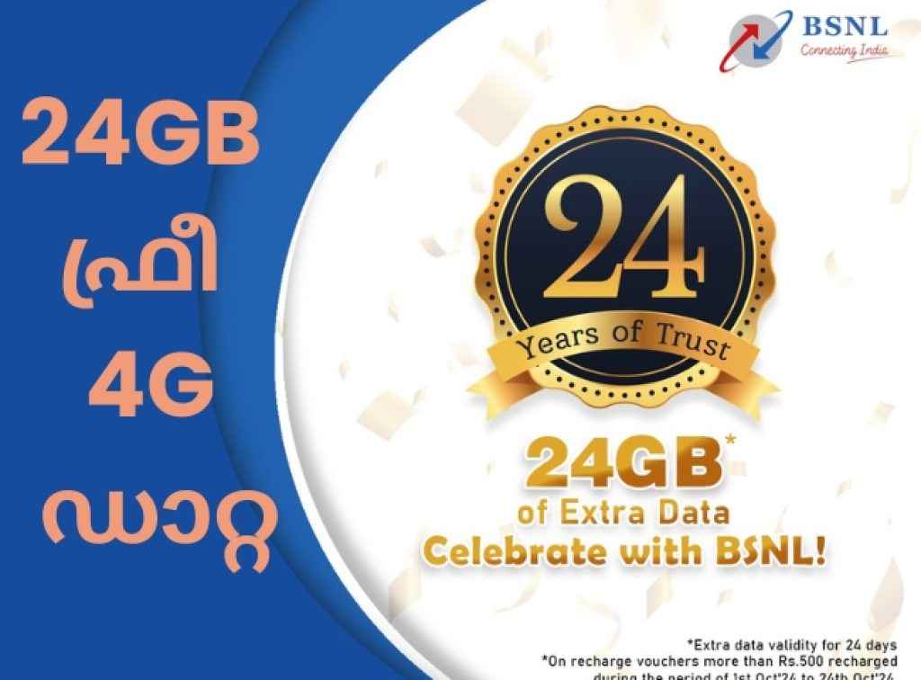 bsnl offers 24gb free 4g data in 25th anniversary 