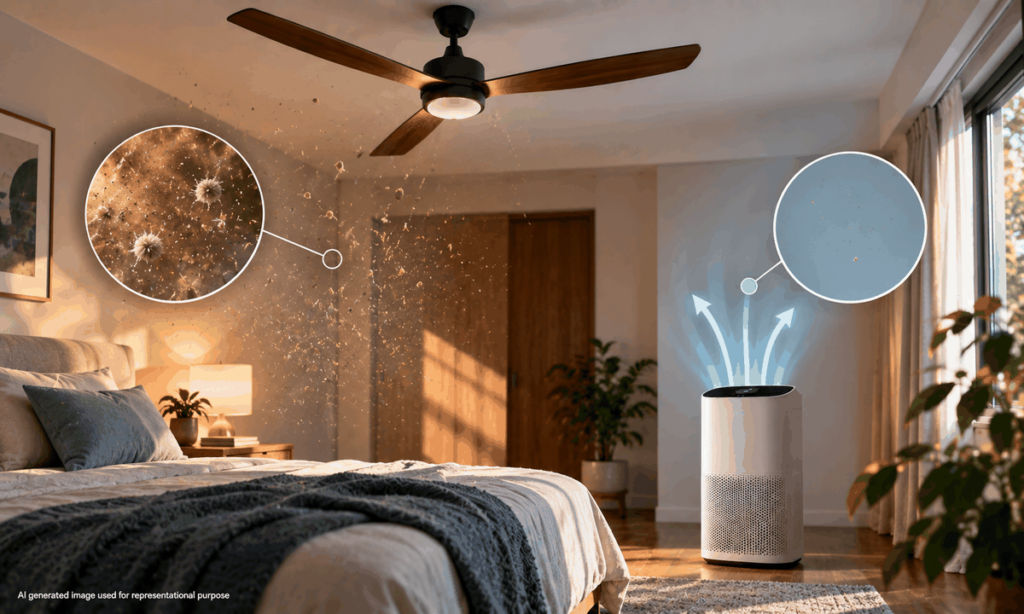 Ceiling fan and air purifier