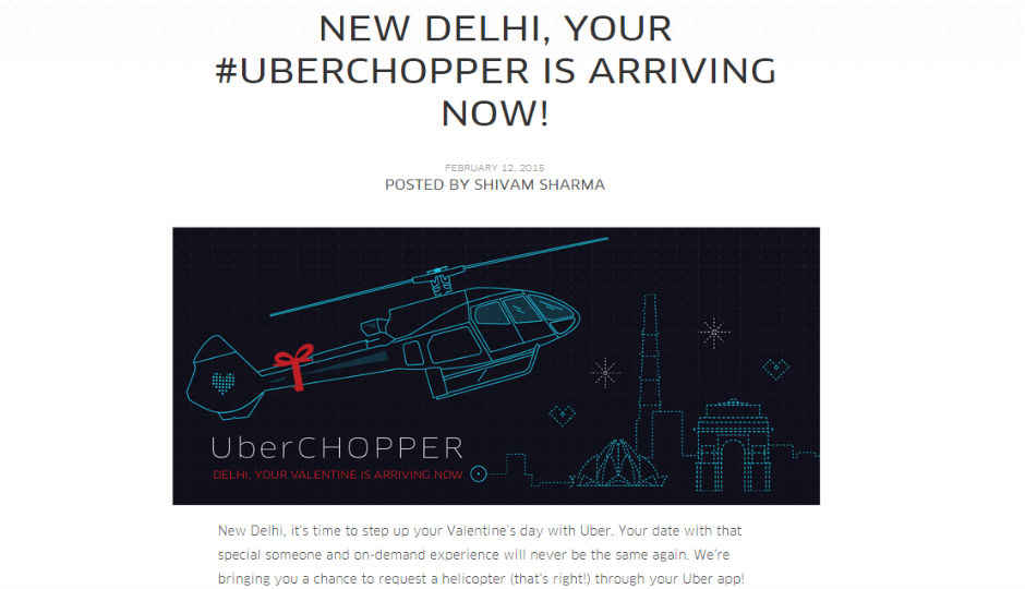 Uber wants to take you on a Valentine’s Day chopper ride