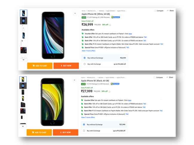 Apple iPhone SE 2020 deal price increased on Flipkart
