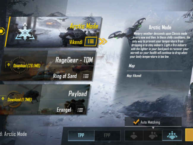 PUBG Mobile's Arctic Mode is available in the EvoGround section