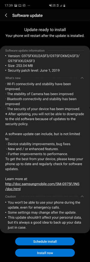 Samsung Galaxy S10 Update