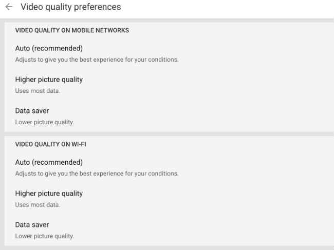 New video quality settings on YouTube
