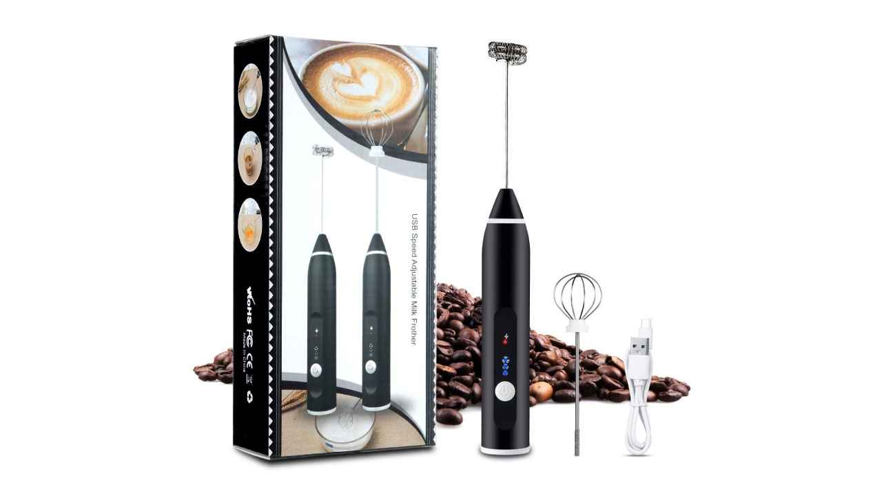Portable handheld milk frother and coffee beater