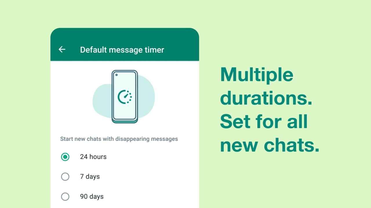 How to enable WhatsApp Disappearing Messages with multiple durations for all chats