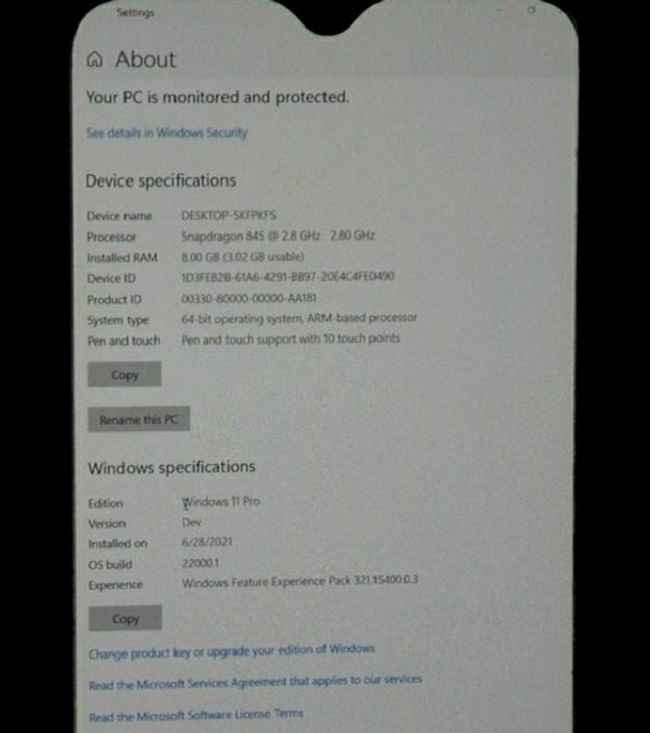 OnePlus 6T running Windows 11