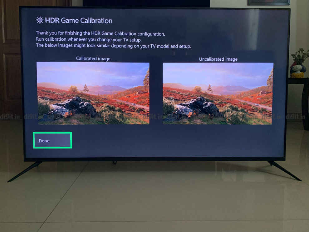 Calibrating the HDR performance on the Realme SLED TV using an Xbox One X.