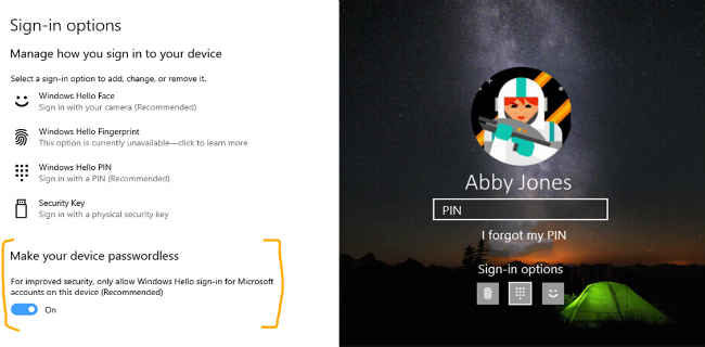 Passwordless Sign-in In Windows 10