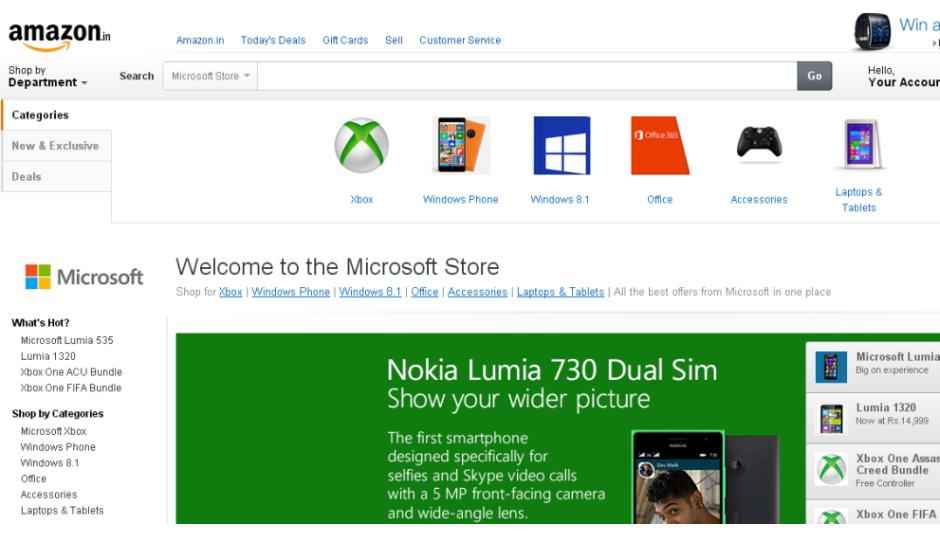 Microsoft Store launched on Amazon India, sells hardware as well