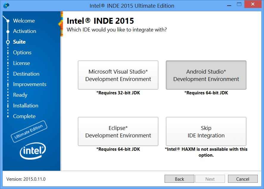 Intel INDE for Google Android Studio