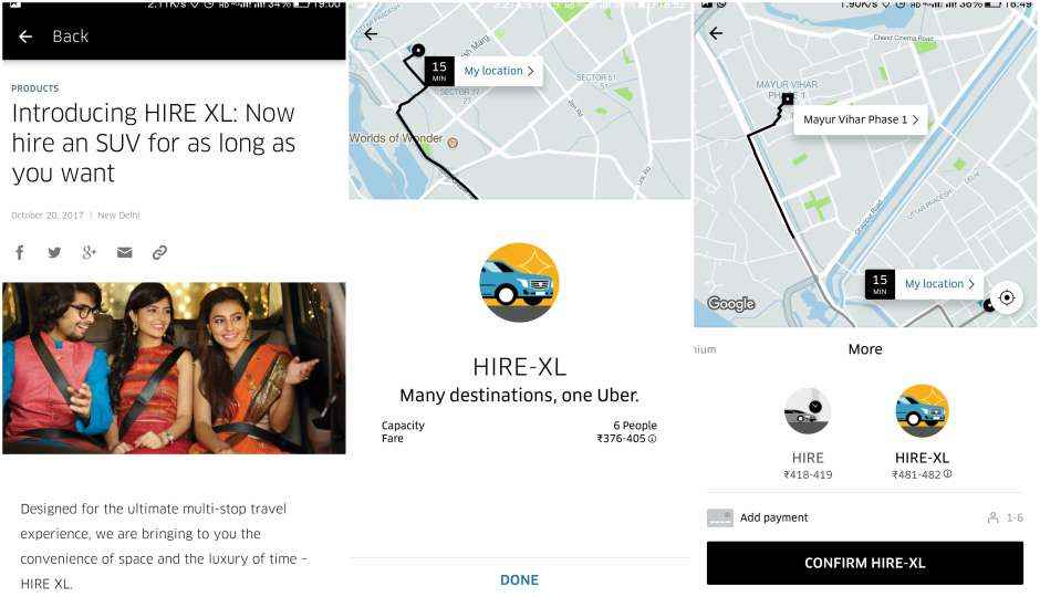 Uber launches UberHIRE XL service in Delhi, offers booking of long distance trips with flexible fares