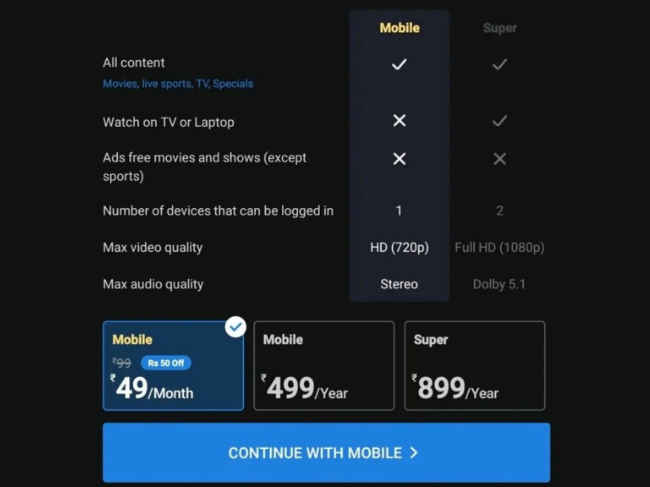 hotstar subscription offers