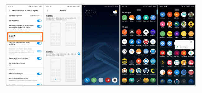 MIUI Launcher app drawer screenshots