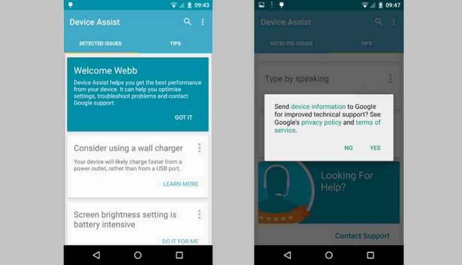 Google launches Device Assist for Nexus, GPE and Android One devices