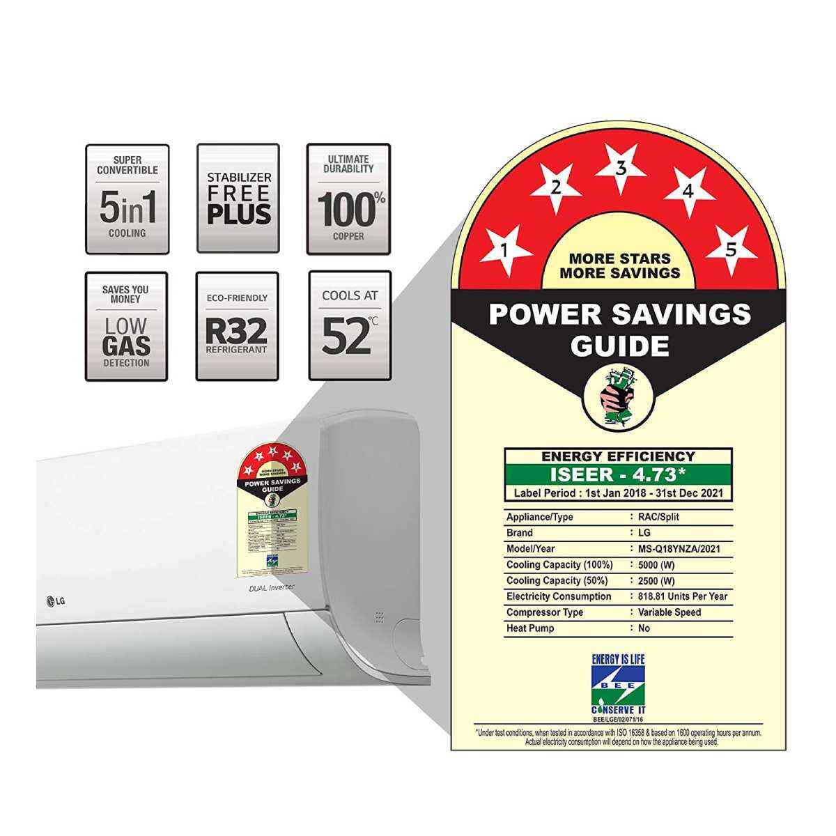 एलज 1 5 Ton 5 Star Inverter Split एस Ms Q18ynza Reviews In India 6th February 22 Digit