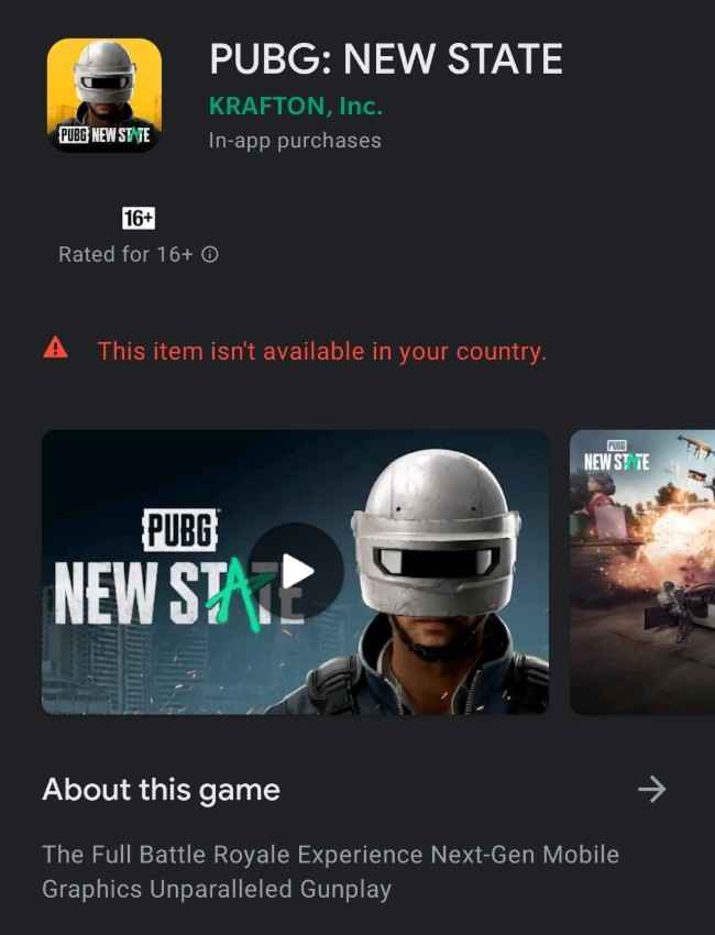 PUBG New State is not available in India yet