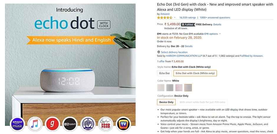 Echo Dot with Clock Review : A modern and friendly bedroom companion