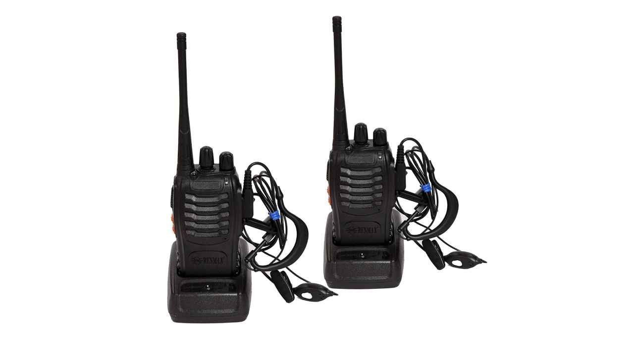 Maizic Walkie Talkie UHF Emergency Alarm, Flash Light, Long Range  Communication (Black)