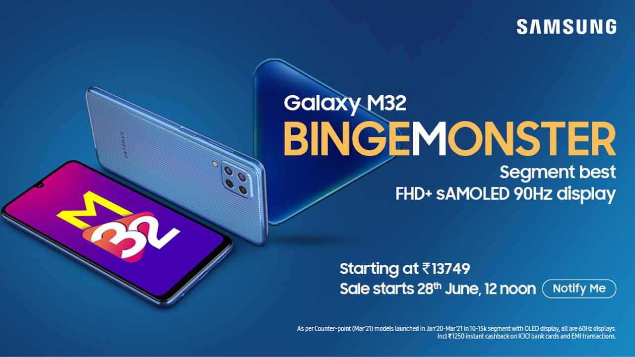 Samsung Galaxy M32 with 90Hz display, 64MP quad cameras launched in India: Price, specifications and features