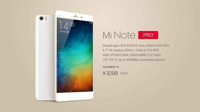 Xiaomi Mi Note and Mi Note Pro officially unveiled