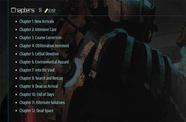 dead space 2 chapter names