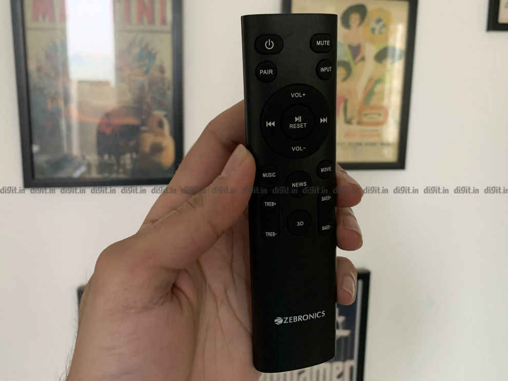 The remote control is functional and made of plastic.